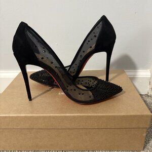 Christian Louboutin Follies Strass 100 mm Pumps - Mesh and strass - Black